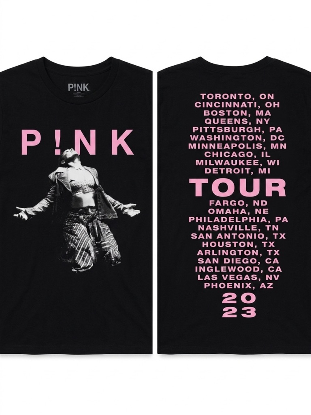 Pink Concert Tour 2023 Short Sleeve T-shirt Black Size S P!nk Music